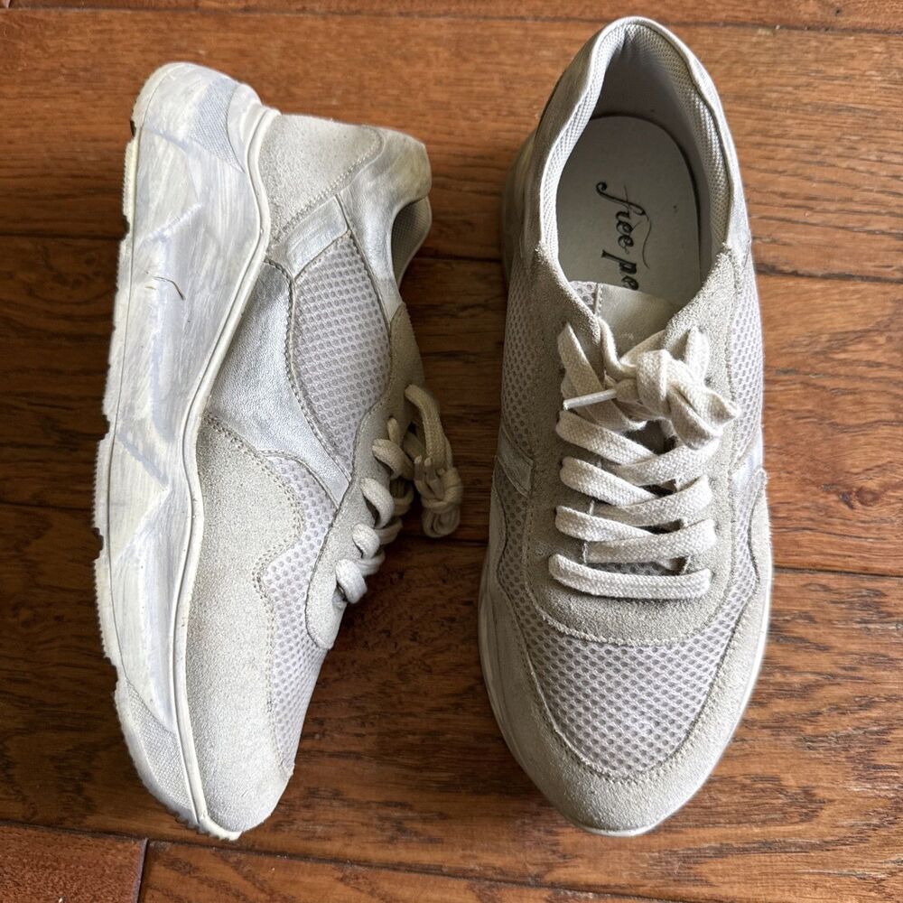 Free People Let’s Wander Washed Shoe Sneaker Womens Size 39 US 8.5 Gray